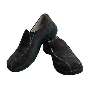 LL Bean Womens 7 Medium Dark Brown Suede Comfort Slip On Loafers Clogs AFH3 04